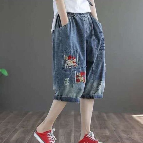 Femme rétro brodé jeans - rétro,