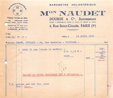 Facture   1953 BAROMETRE