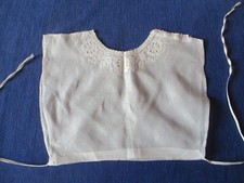 Col N°1 plastron ancien dentelles broderies très fin blanc