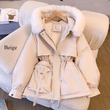 Femme Épais Faux Col Fourrure Capuche Veste Parka Hiver Thermique Polaire Doublé