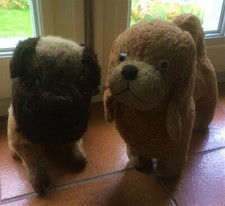 2 chiens peluches bouledogue et shih tzu 1930