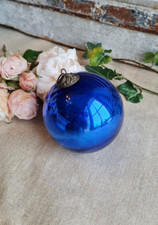 ANCIENNE BOULE DE NOEL EN VERRE EGLOMISE MERCURISE 1900 D.7.5 CM