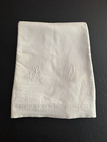 Drap lin 180x330 monogramme - lin,