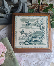 ANCIEN  DESSOUS DE PLAT MUSICAL CARREAU TERRE DE FER OISEAU FONCTIONNE