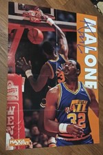 Affiche Poster NBA Basket Ball Vintage Karl Malone verso Hugues Occansey