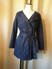 CAROLL veste légère Trench court gabardine 95 % coton MARINE  T 36 38