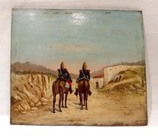 TABLEAU ANCIEN HUILE SUR BOIS MILITARIAT 19E SIÈCLE 