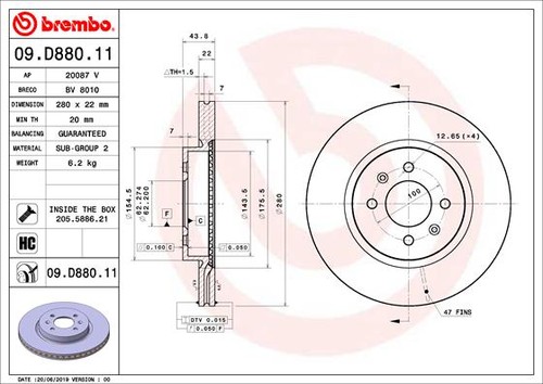 Brembo d880 11 disque - brembo,