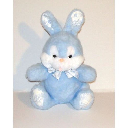 Doudou lapin assis - doudou, bleu