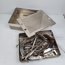 Lot Instruments, coffret, chirurgie, curiosité, Cabinet, Outils, Inox, Médecine