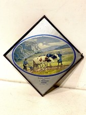 Ancienne Plaque Publicitaire sous verre Boucherie Charcuterie L FRANÇAIS Vittel