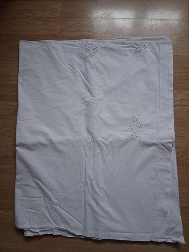 Drap ancien lin brodé - drap,