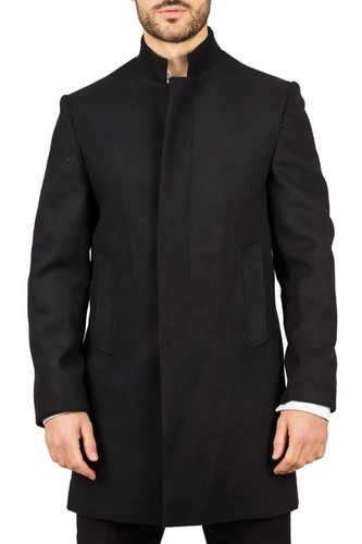 Manteau laine noir pour - en,