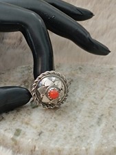 Bague Argent Massif Et Corail