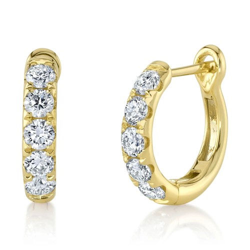 14k jaune diamant huggie - jaune,