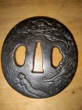 Tsuba Japon Antique Edo Décor Dragon ?