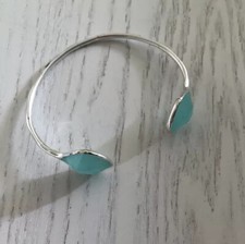 Stella & Dot Serenity Stone Cuff Bracelet Turquoise Silver Tone
