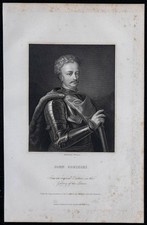1834 - Portrait de John Sobieski - Gravure ancienne - Roi de Pologne Jean III