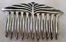 Ancien large Peigne à cheveux chignon couleur argent accessoire vintage 131