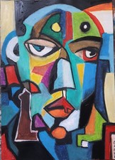 "Visage Cubiste",acrylique et