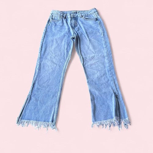 Frayed straight leg jeans from