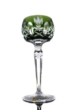 ANCIENNE 1 VERRE CALICE A VIN CRISTAL COULEU VERT BOHEME PEILLE & PUTZLER SIGNE