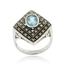 925 Argent Topaze Bleu &