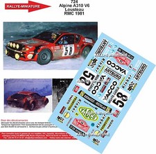 DECALS 1/18 REF 0724 ALPINE RENAULT A310 LOUSTEAU RALLYE MONTE CARLO 1981 RALLY