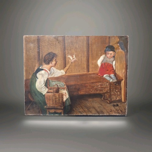 Antique painting oil canvas - painting,
