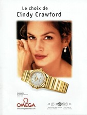 Publicité Advertising 420  2000  montre Omega  constellation or & Cindy Crawford