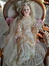 VINTAGE 1991 POUPEE PORCELAINE MEDAILLIER FRANKLIN MARIEE BELLE EPOQUE JUMEAU
