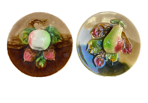 Pair french majolica plates - pair,