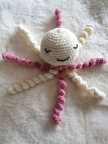 Doudou pieuvre rose - et, blanc