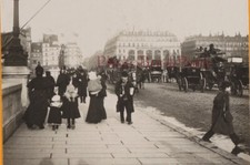 PARIS Instantané Le Pont Neuf c1900 FRANCE Photo Stereo Vintage P74L3n