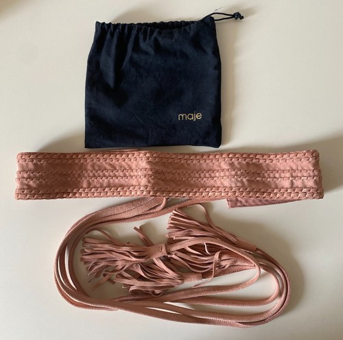 Ceinture cuir rose maje - rose,