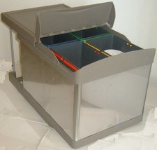 Poubelle Inox Différenciée 4 Seaux 7,5 L Avec Plan De Travail En Inox Gollinucci