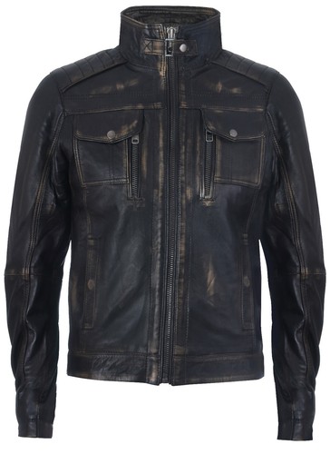 Veste motard rétro - en, cuir