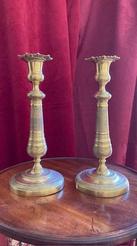 Paire bougeoirs bronze - paire,