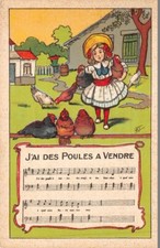 CPA Fantaisie "J'ai des Poules à Vendre" Paroles & partition -Perrin Instruments