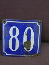 Plaque émaillée Numéro d'habitation ancien Bombée N°80