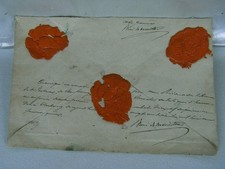 ?? ANCIENNE LETTRE CACHET DE CIRE ROUGE TIMBRE 50 CENTIMES DE DIMENSION