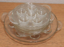 vintage LOT PYREX SEDLEX de service à ESCARGOT 1 plat 5 ASSIETTE en VERRE FRANCE