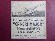 4/1949 PUBCOMPAGNIE FRANCAISE D'AVIATION CRI-CRI MAJOR MOTEUR SALMSON F-WEAN AD
