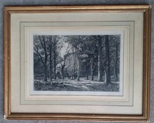 Tableau Gravure G Greux d'après C Bernier Bois de Guimerc'h Bretagne Cadre