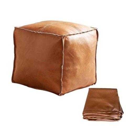 Unstuffed faux leather - faux, square