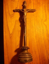 Superbe Crucifix 1850 Napoléon III bois Christ prière messe Foi Eglise Catholiqu
