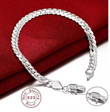 BRACELET EN ARGENT MASSIF HOMME FEMME STERLING 925 18 CM BIJOUX NEUF