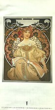 A. MUCHA poster, affiche "Rêverie" format 33x63cm (élément de calendrier 2009)