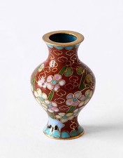 Vase Cloisonné Décor Fleurs Chinoises Oriental Ancien Vase Chine H.5cm