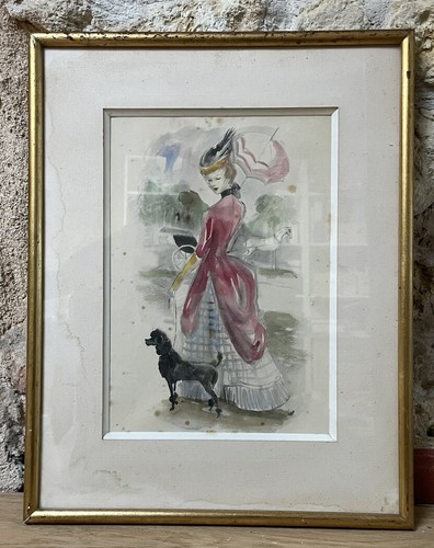 Aquarelle ancienne élégante - aquarelle,